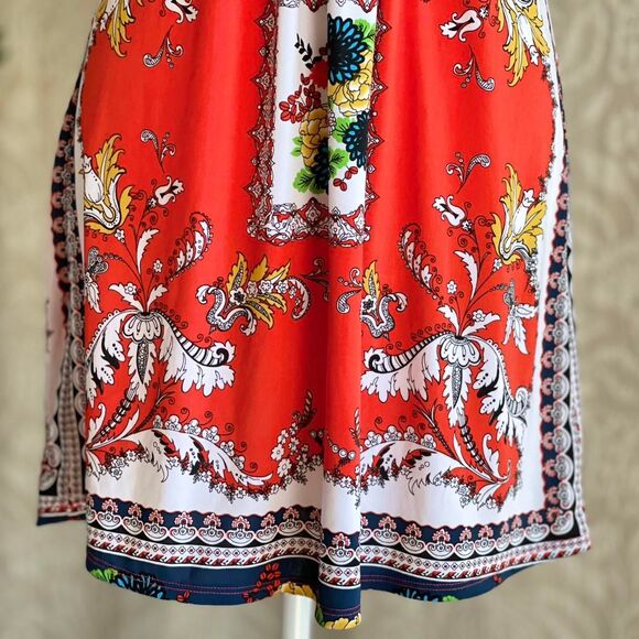 NWOT Miss Mima Red White‎ Blue Bandana Paisley Tunic Boho Hippie Retro Size S - Picture 3 of 8